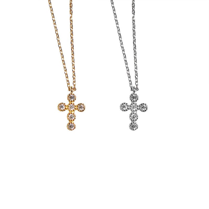925 Sterling Silver Crystal Cross Pendant Necklace For Women