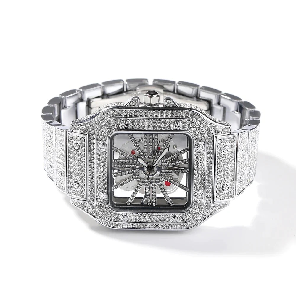 Square Hollow Iced out Quartz Watch