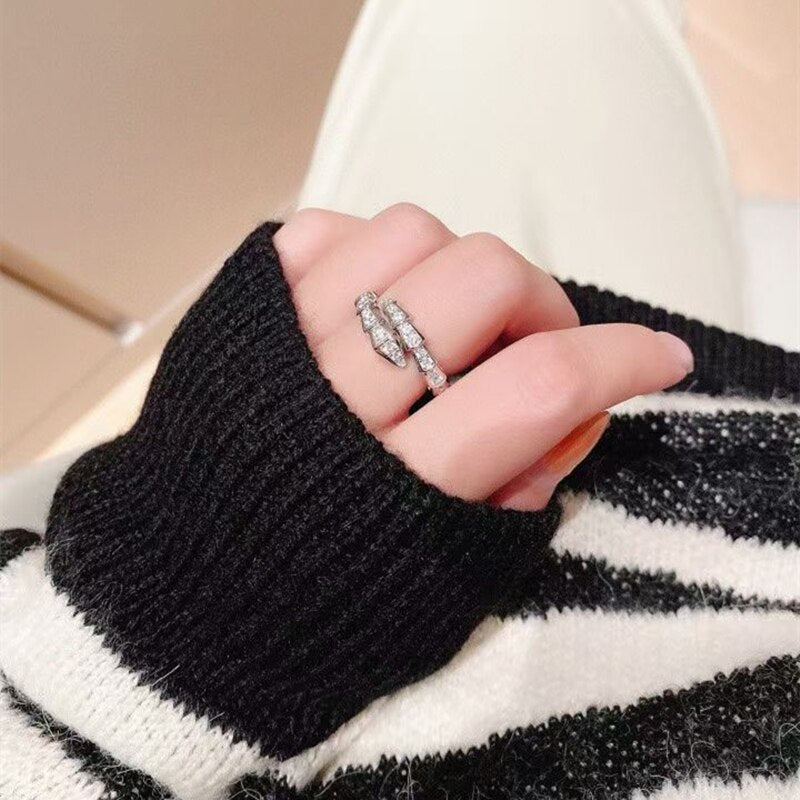 Zircon Snake Bone Ring For Women