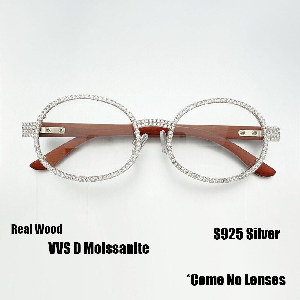 Real Moissanite Diamond Sun Glasses With Wood Body