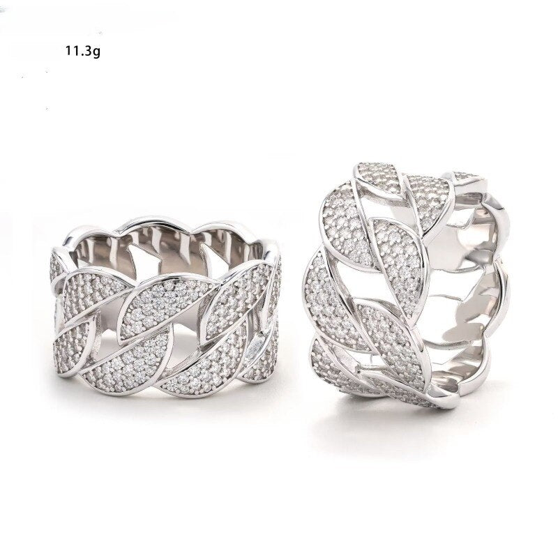 Moissanite Iced Out Cuban Link Ring