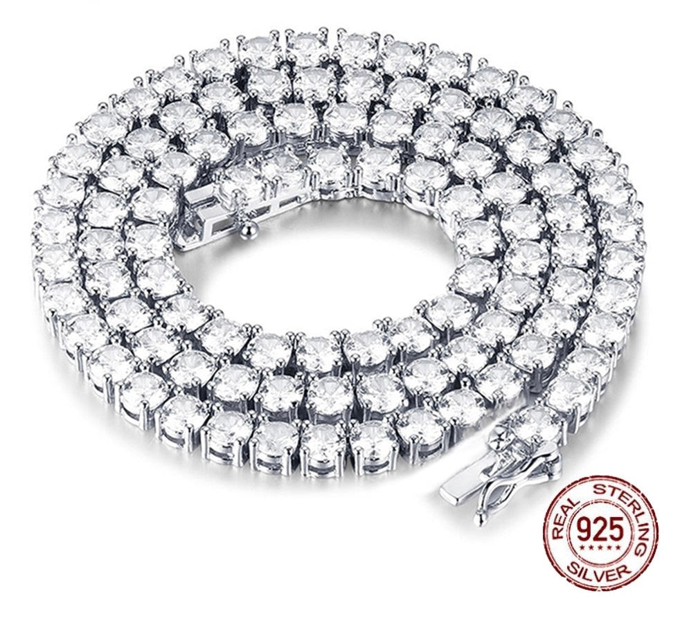 4 mm Paved Zircon 925 Sterling Silver Tennis Necklace