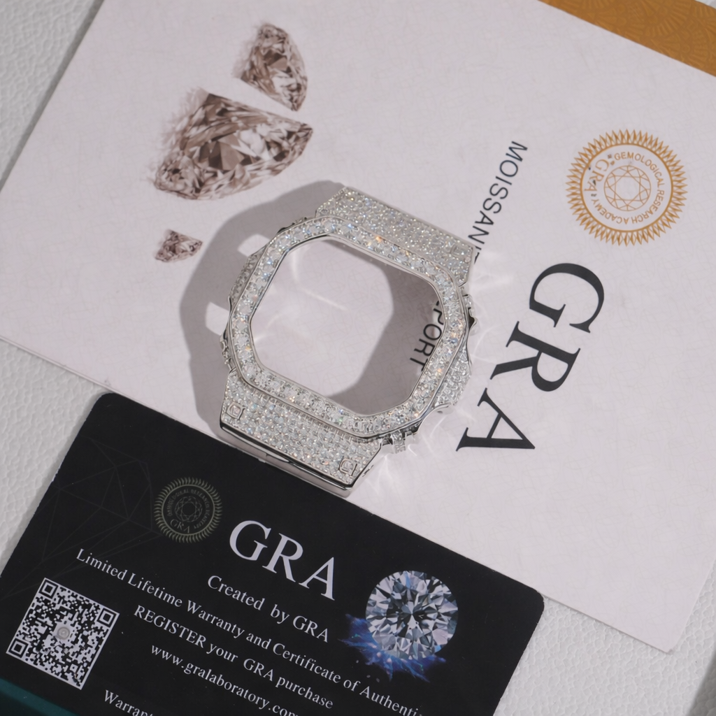 GRA Certificate Pass Diamond Tester GShock DW5600 VVS D Color Iced Out Moissanite Watch Bezel