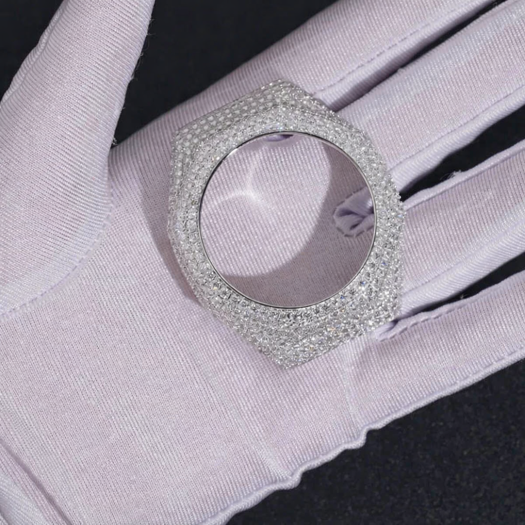 925 Sterling Silver Fully Iced Out Moissanite Watch Bezel for G Shock GA2100