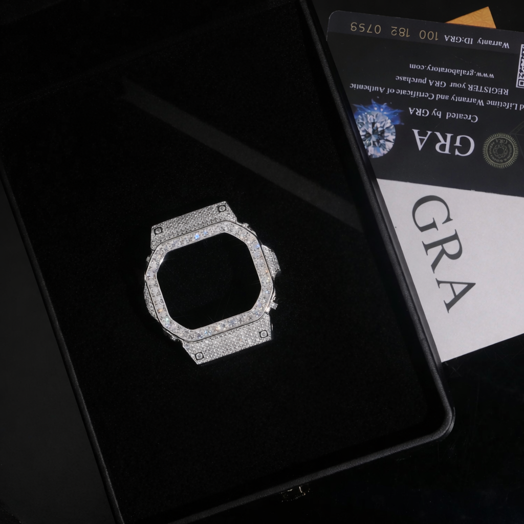 GRA Certificate Pass Diamond Tester GShock DW5600 VVS D Color Iced Out Moissanite Watch Bezel