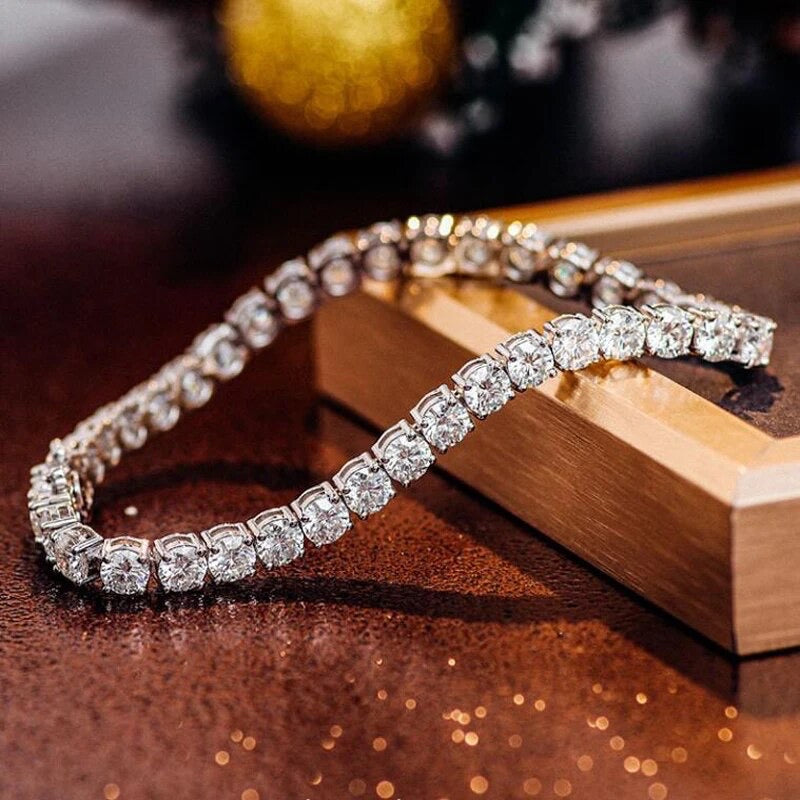 Moissanite Diamond Gold Plated Tennis Bracelet