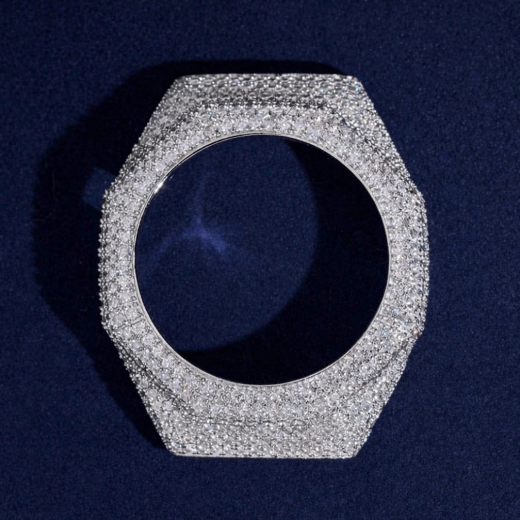925 Sterling Silver Fully Iced Out Moissanite Watch Bezel for G Shock GA2100