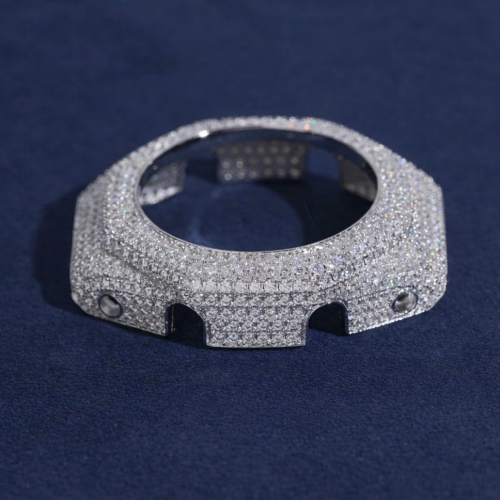 925 Sterling Silver Fully Iced Out Moissanite Watch Bezel for G Shock GA2100