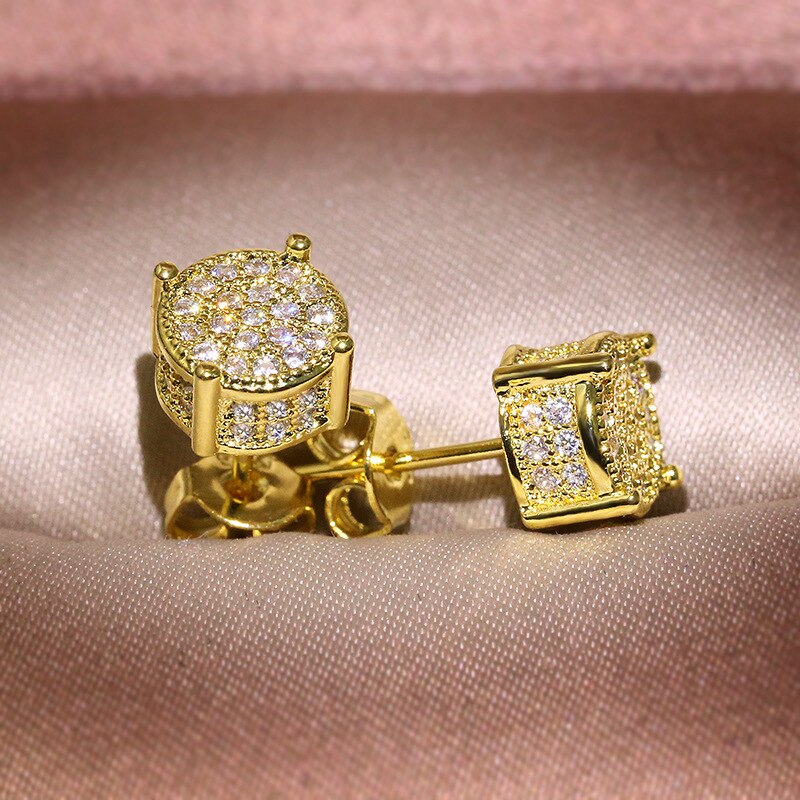 Micro paved Lab Diamond Stud Earrings Made With Real 925 Sterling Silver