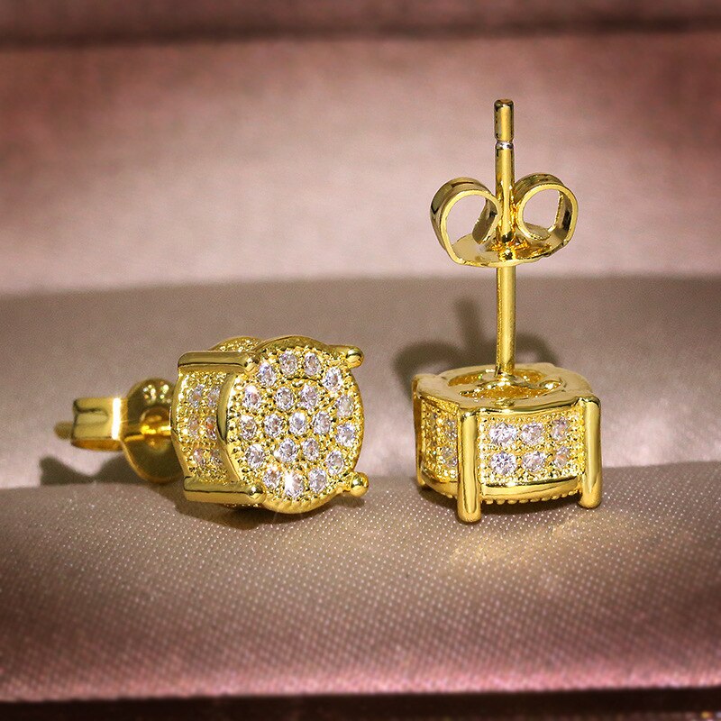 Micro paved Lab Diamond Stud Earrings Made With Real 925 Sterling Silver