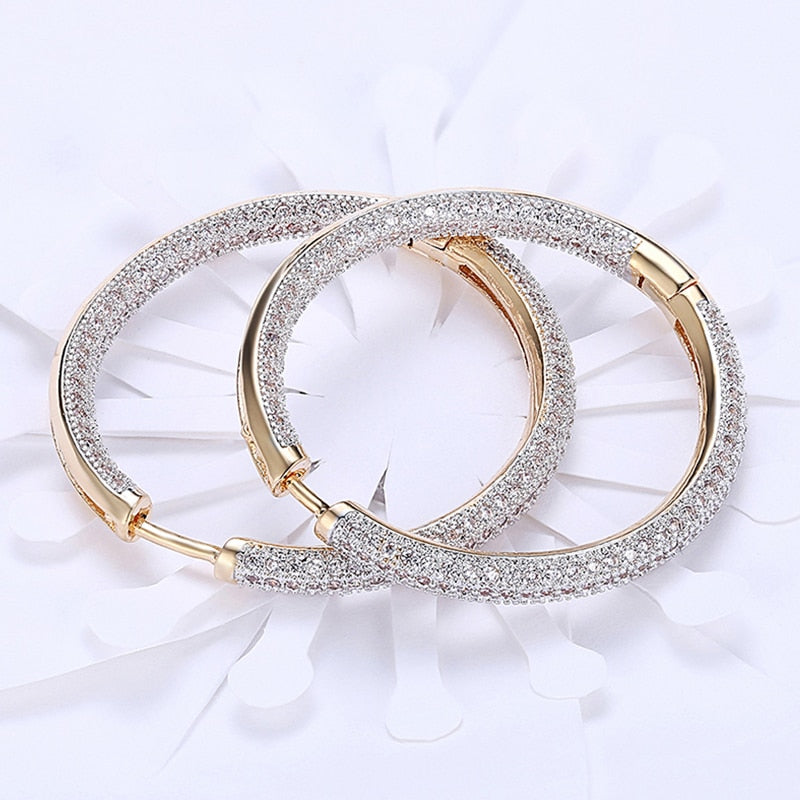 34mm 18K Gold Circle Hoop Earrings For Women