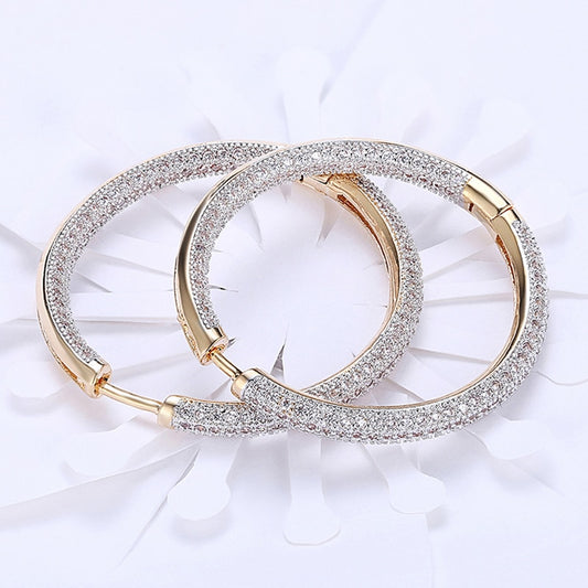 34mm 18K Gold Circle Hoop Earrings For Women