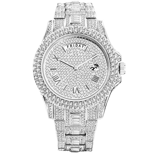 New Luxury Fully Diamond Iced Out Waterproof Quartz Watch