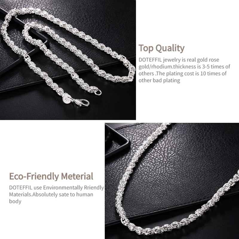 5mm Faucet 925 Sterling Silver Necklace For Women