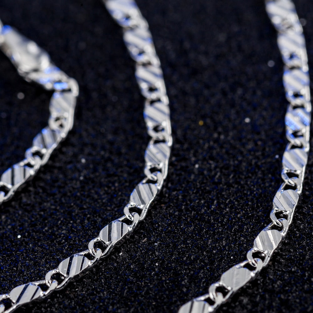 925 Sterling 2mm Chain Necklace For Women