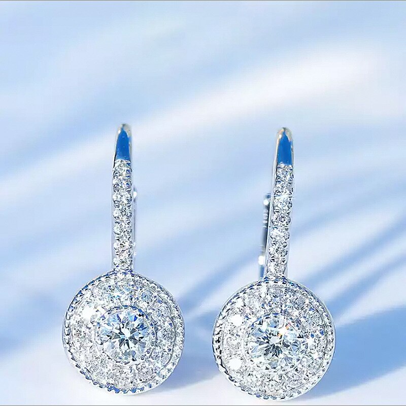 Zircon Round Crystal Hoop Earrings For Women