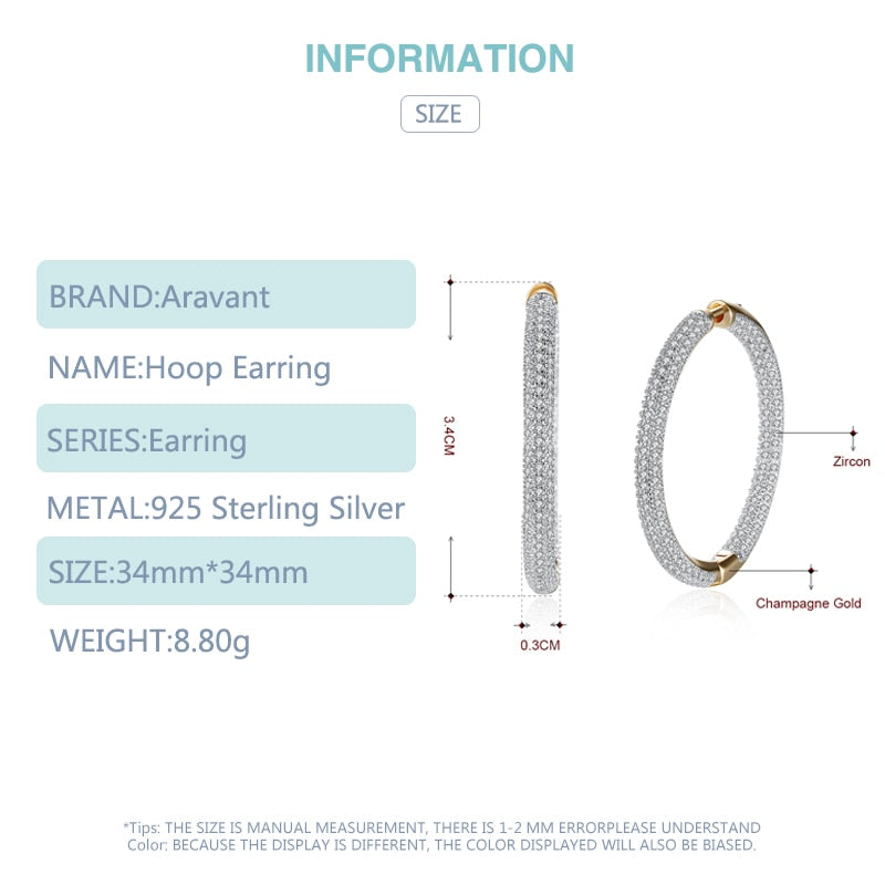 34mm 18K Gold Circle Hoop Earrings For Women