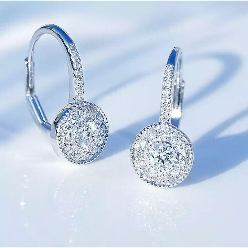 Zircon Round Crystal Hoop Earrings For Women
