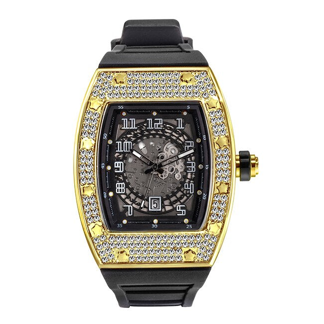 New Arrival Iced Out Full Moissanite Watches with Rubber Strap