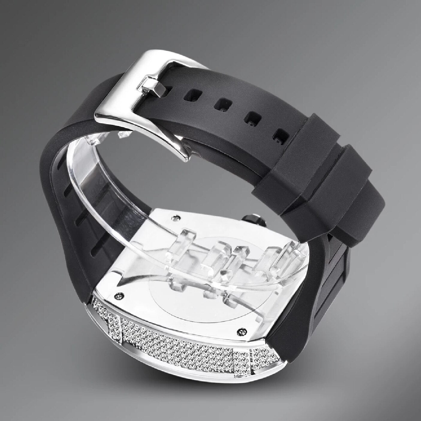 New Arrival Iced Out Full Moissanite Watches with Rubber Strap