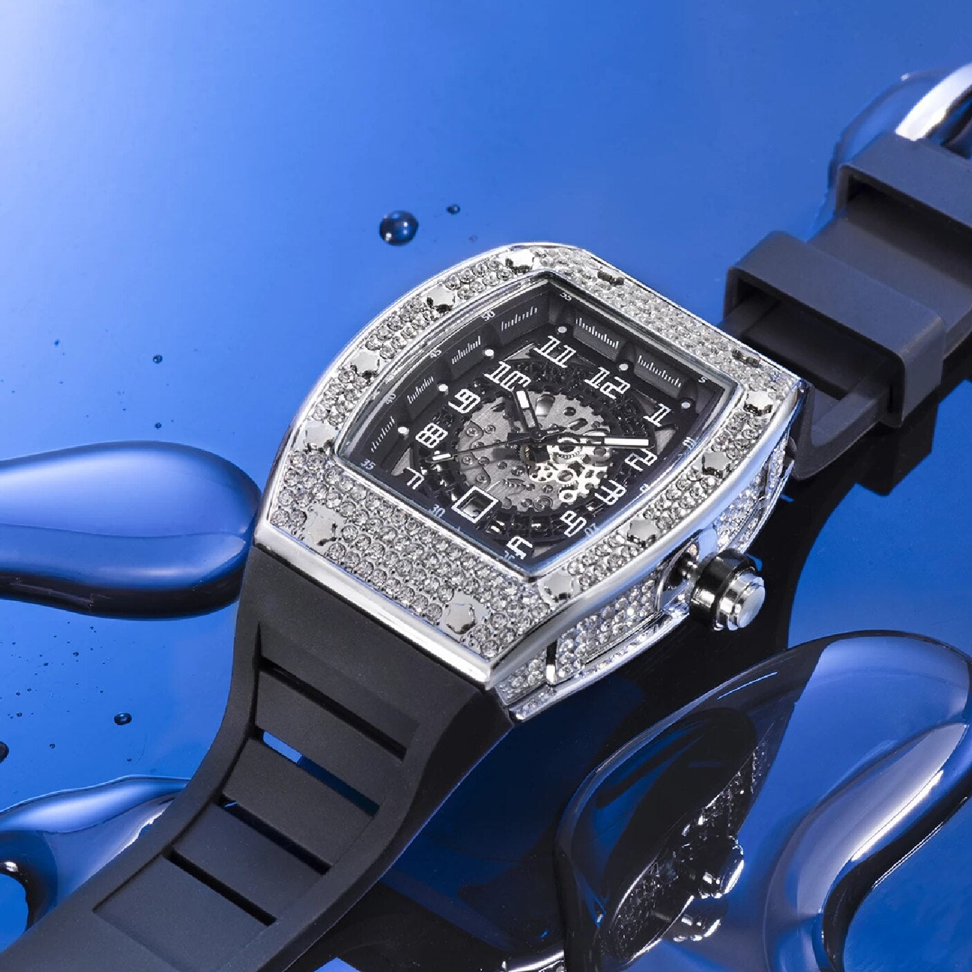 New Arrival Iced Out Full Moissanite Watches with Rubber Strap