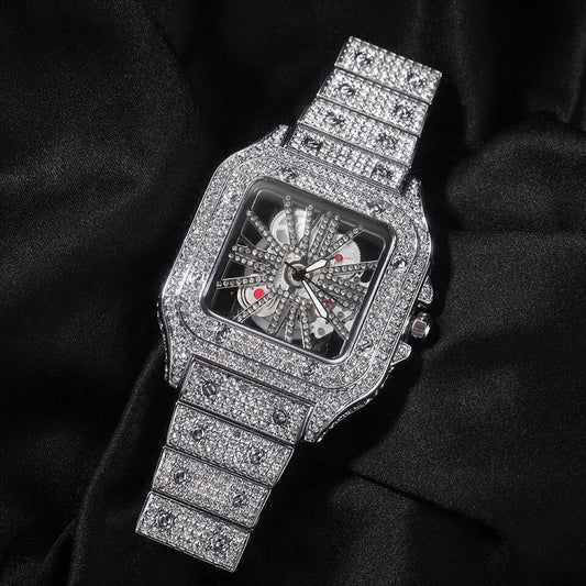 Square Hollow Iced out Quartz Watch