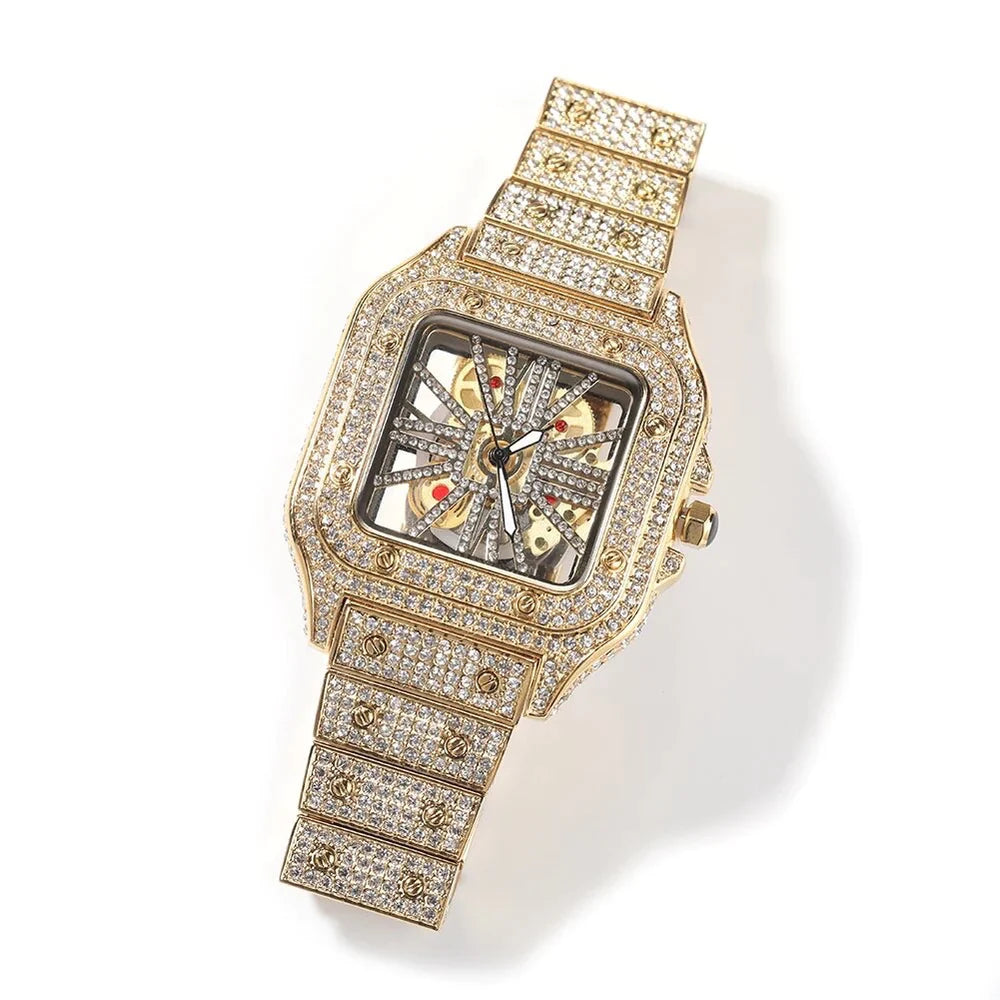 Square Hollow Iced out Quartz Watch