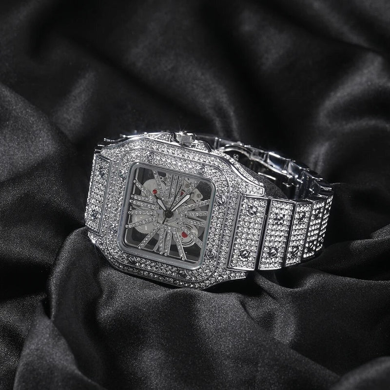 Square Hollow Iced out Quartz Watch