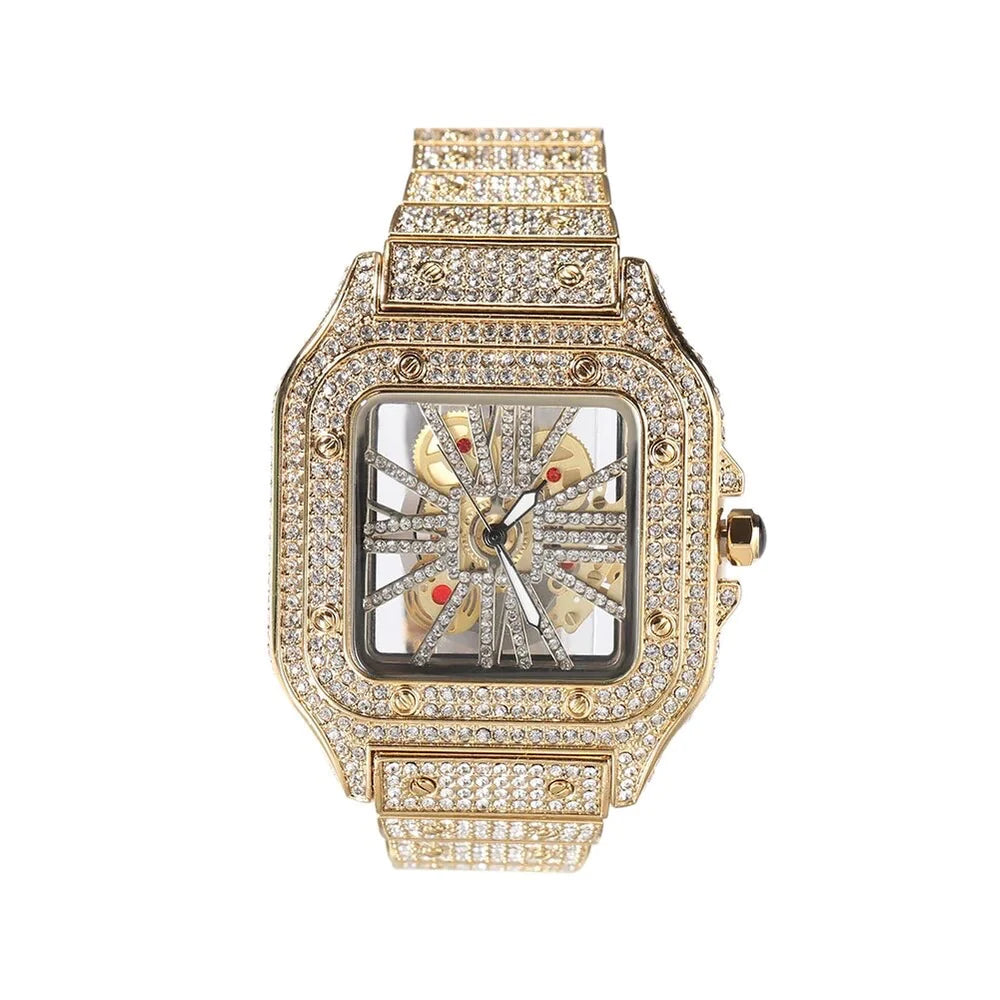 Square Hollow Iced out Quartz Watch