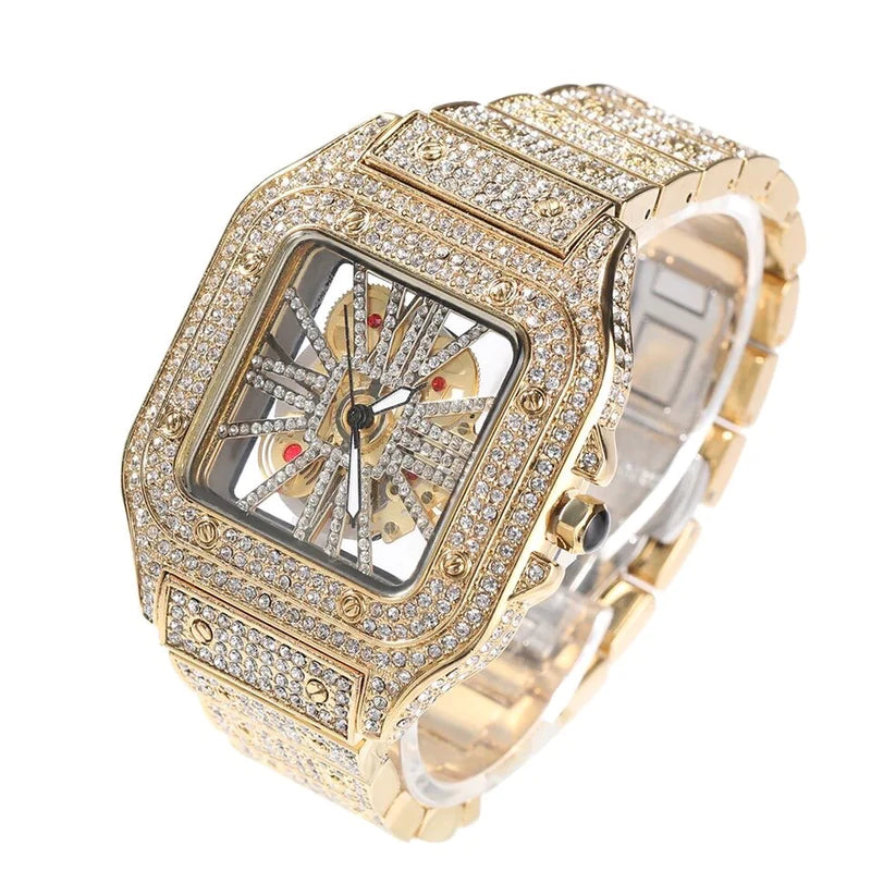 Square Hollow Iced out Quartz Watch