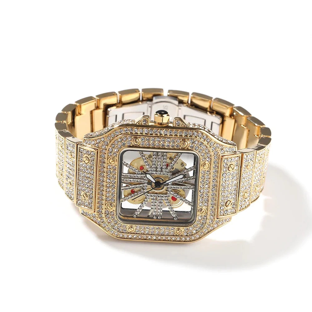 Square Hollow Iced out Quartz Watch