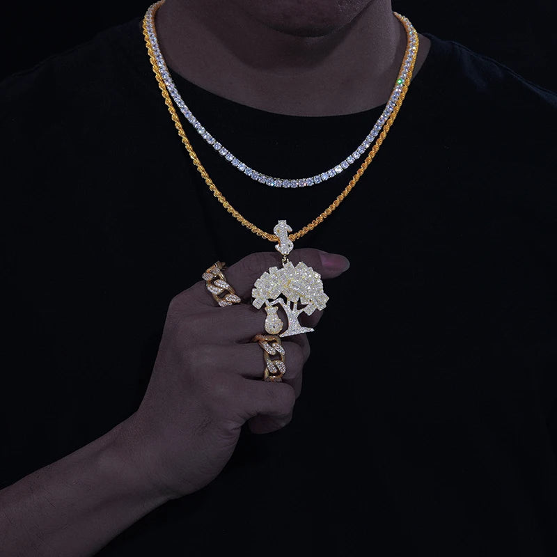 Moissanite Money Tree Of Wealth Pendant