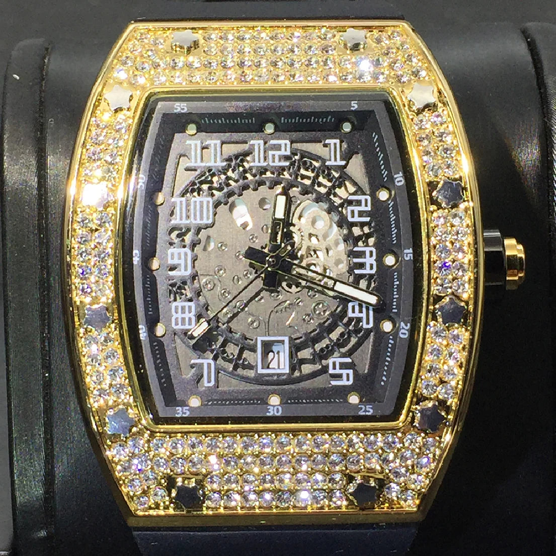 New Arrival Iced Out Full Moissanite Watches with Rubber Strap