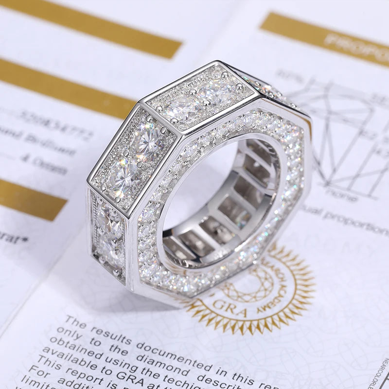 S925 Moissanite D VVS1 Octagon Ring