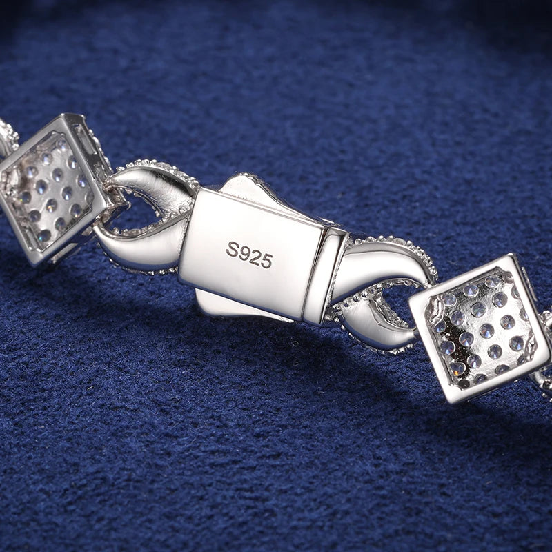 11mm VVS1 Moissanite Infinity Square Link Chain/Bracelet