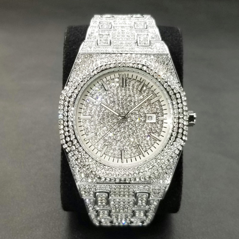 Iced Out Luxury Diamond Quartz Watch