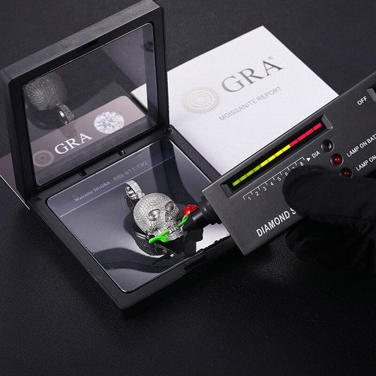 New Glowing Moissanite Skull Rose Pendant