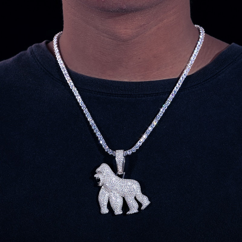 VVS Iced Out Moissanite Gorilla Pendant