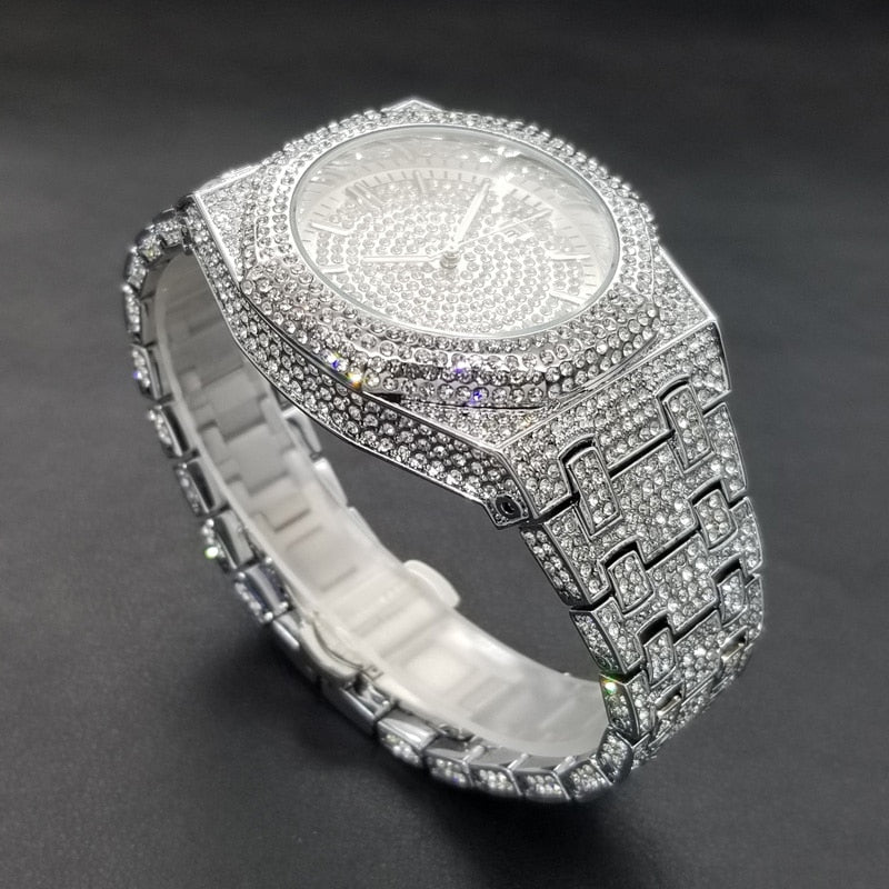 Iced Out Luxury Diamond Quartz Watch