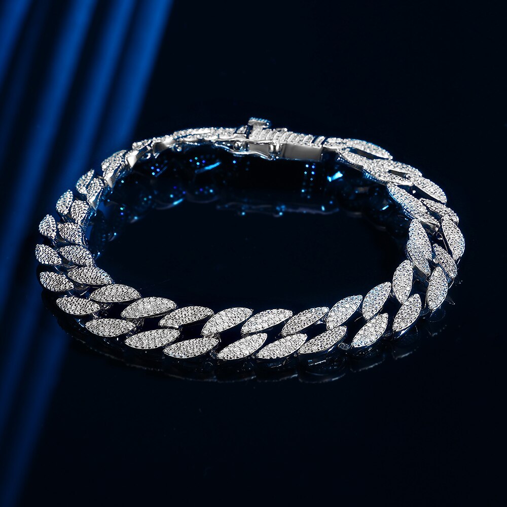Fully Paved 1.1 mm Zircon Cuban Link Bracelet