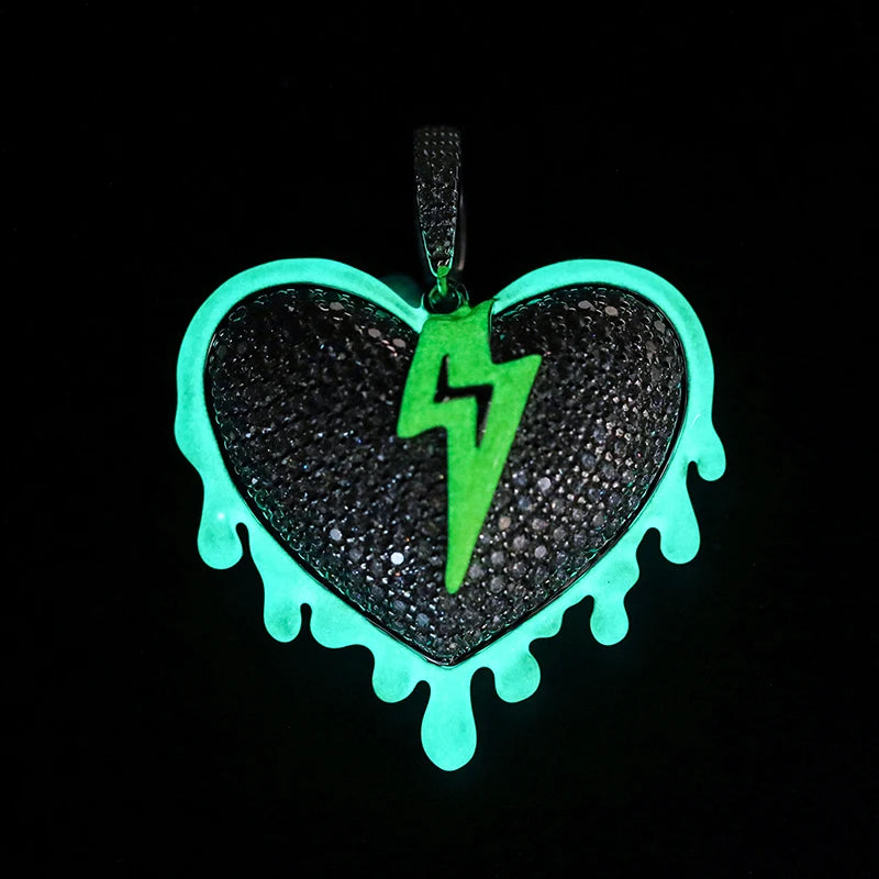 Iced Out VVS1 Moissanite Glowing Heart Pendant