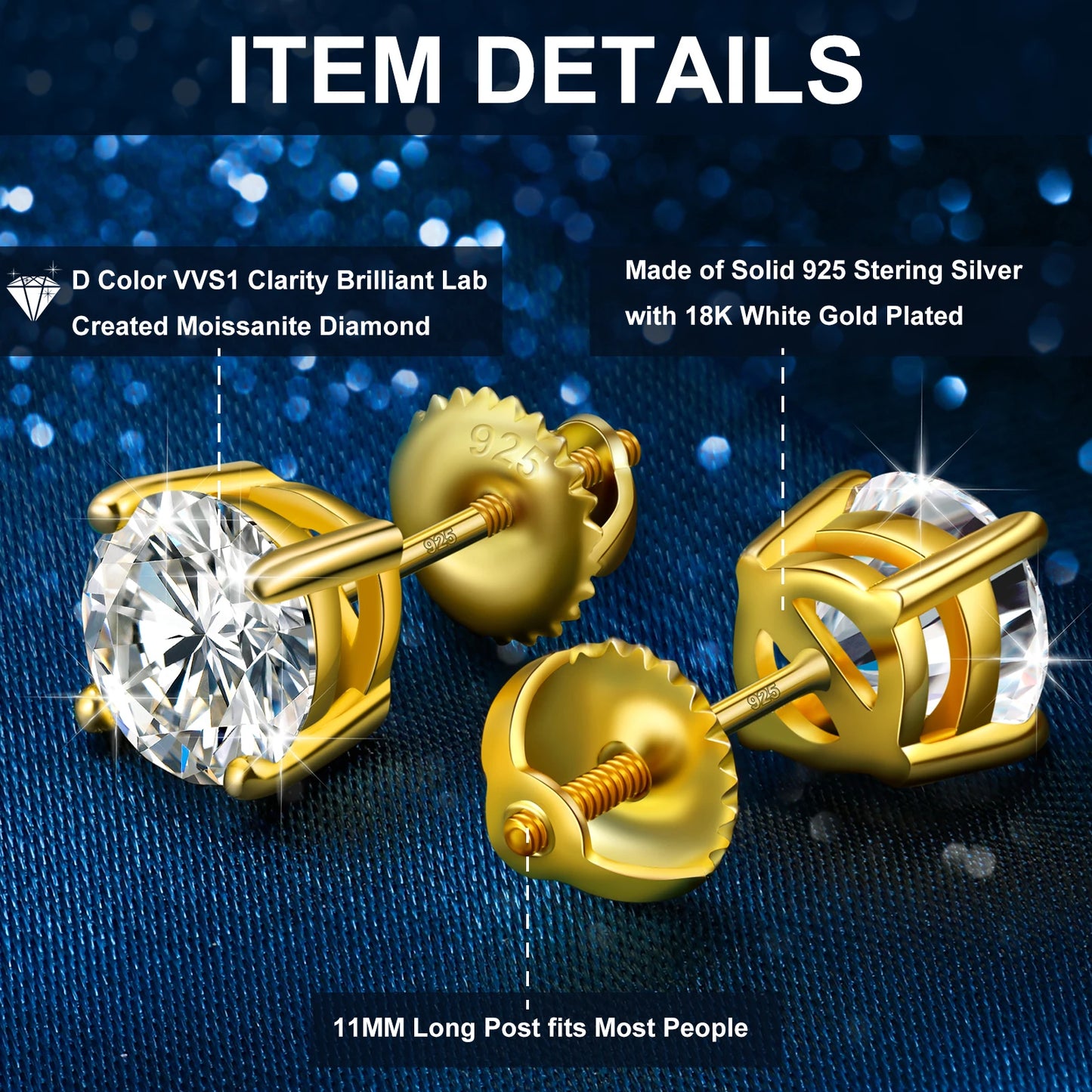VVS1 Moissanite Stud Earrings