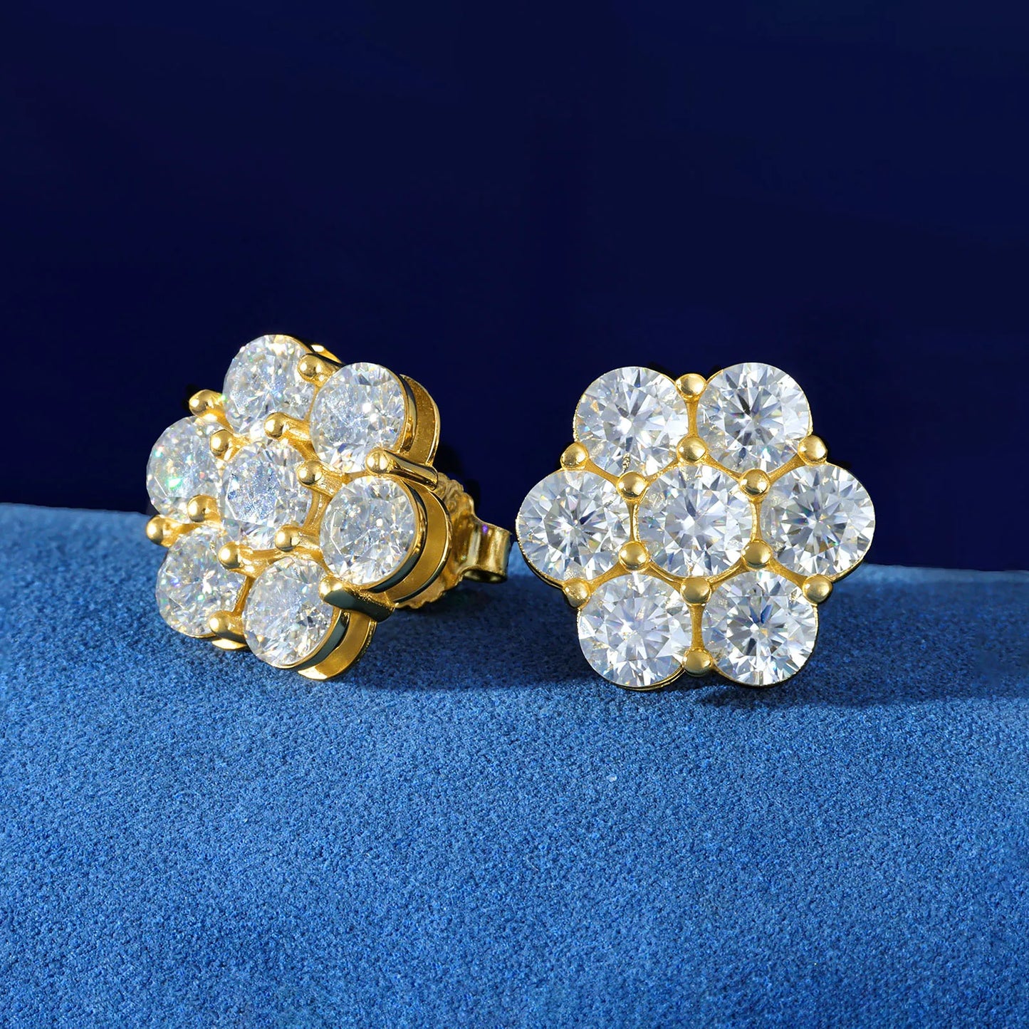 Moissanite Diamond Flower Stud Earrings