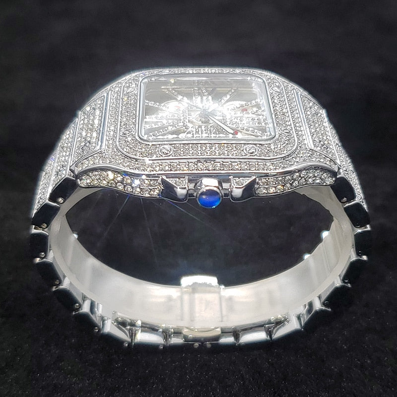 Square Hollow Iced out Quartz Watch