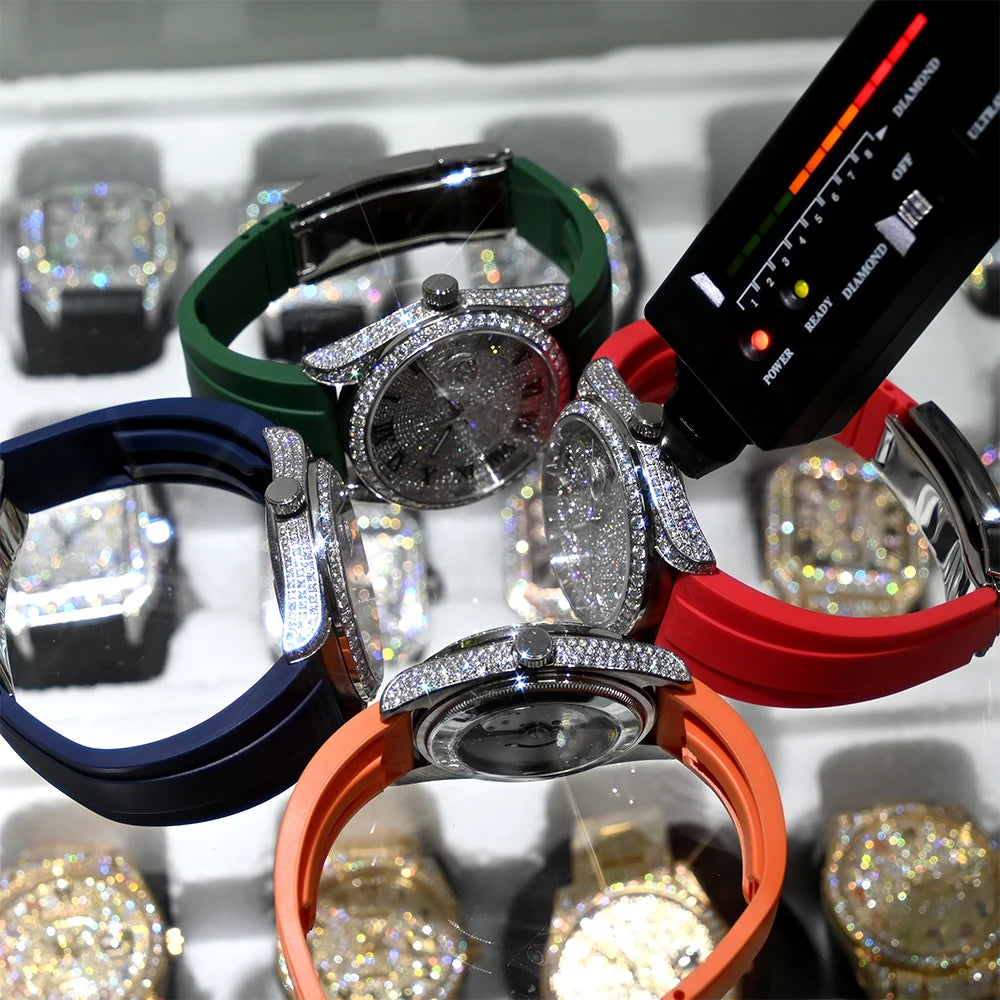 Luxury Iced Out Moissanite Diamond Watch Pass Diamond Tester