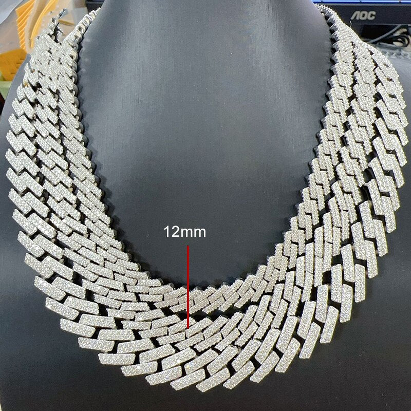 10- 15mm Moissanite Cuban Link Chain