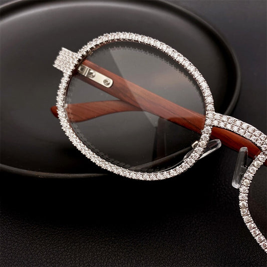 Real Moissanite Diamond Sun Glasses With Wood Body