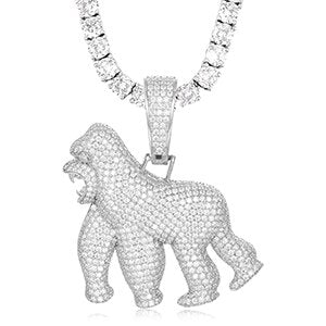 VVS Iced Out Moissanite Gorilla Pendant