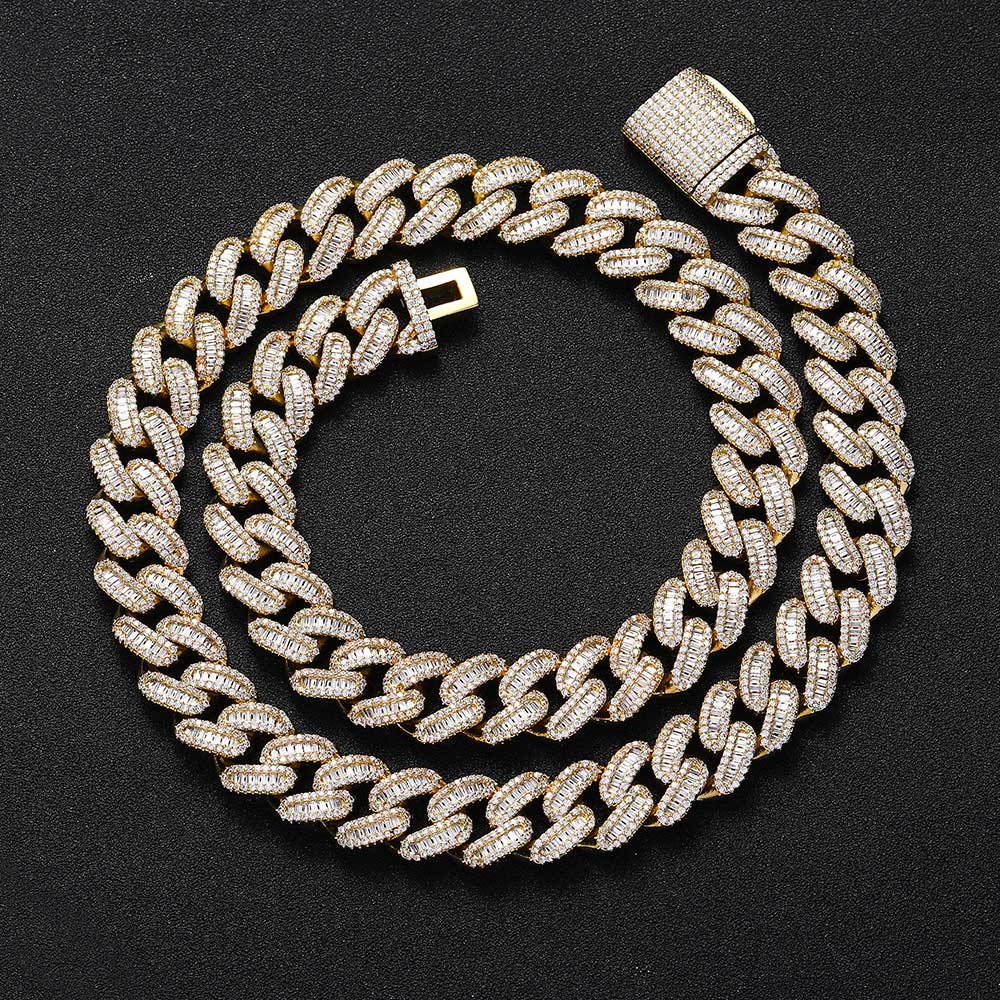 15mm Cuban Link Baguette prong CZ chain