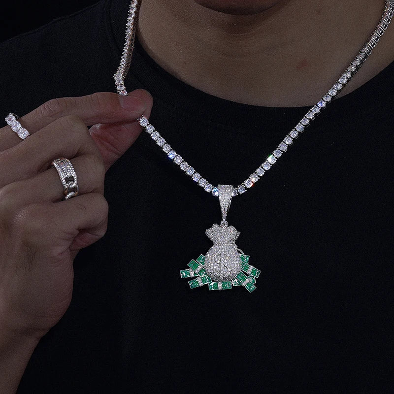 Money Bag Pendant D VVS1 Moissanite Pendant